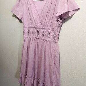 Altar'd State Lavender Embroidered Mini Dress